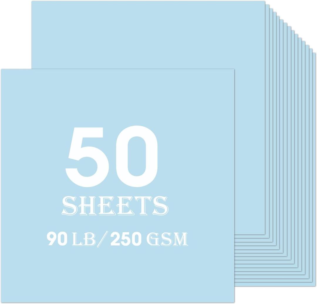 Light Blue Cardstock 50 sheets, 12 x 12 Cardstock Paper Bulk Construction Paper,250GSM Card Stock Printer Paper Scrapbooking Supplies for Diy Crafts Cricut Card Making (Light Blue)
