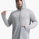 baleaf Swim Shirts Men Rash Guard Long Sleeve Sun Protection Hoodie UV Lightweight Athletic Running with Kangaroo Pocket Light Gray S