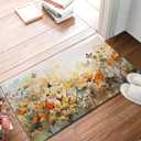 SPUNKER Door Mat, Wilds Grass Welcome Butterflies and Flowers Doormat, Indoor Outdoor Entrance Rug, Low-Profile Floor Mat for Entry, Patio, 17''x30''