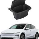 Rear Center Console Organizer for New Model Y Juniper Trash Can with Anti-Slip Lid Cover Backseat Storage Box 2nd Row Seat Organizer Bin for Model Y Juniper Accessorie 2025 2026 (1pcs)