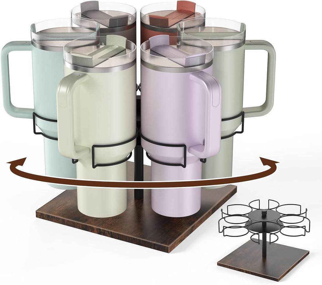 Water Bottle Organizer for Stanley 40 oz, Stanley Cup Holder, Rotating Stanley Cup Organizer Holder, Tumbler Holder Organizer, Easy to Install, Vintage Brown Stanley Cup Accessories