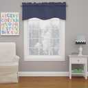 ECLIPSE Kendall Modern Scalloped Valance Rod Pocket Window Curtain for Kitchen or Bathroom, 42" x 18", Denim
