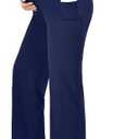 Ipletix Maternity Wide-Leg Lounge Pants with Pockets Over The Belly Soft Stretchy Pregnancy Wear (XXL, Navy)