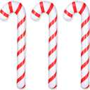 2 x 3 Pcs Christmas Candy Cane Balloons Large PVC Inflatable Candy Canes Balloons for Christmas Indoor Outdoor Party Decorations Supplies