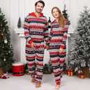 Christmas Onesie Pajamas Family Vacation Novelty One-piece Hooded Matching PJs Allover Pattern Sleepwear Nightwear (S)