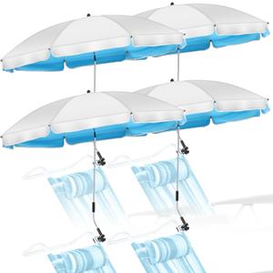 Hosuly 4 Pack Chair Umbrella with Universal Clamp UV Protection 42 Inch Golf Adjustable Beach Portable Clamp on Umbrella for Beach Patio Chairs Stroller Golf Cart Wheelchair(Blue)