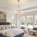 22” Alabaster Chandelier 4-Light Modern Gold Round Chandelier