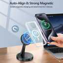 Magnetic Wireless Charger Stand 15W Fast Mag-Safe Charger for iPhone 17/17 pro/ 17 Air/ 17 pro max 16/15/14/13/12 Series Magnet Wireless Charging Station/Pad with Sleep-Friendly Light for AirPods