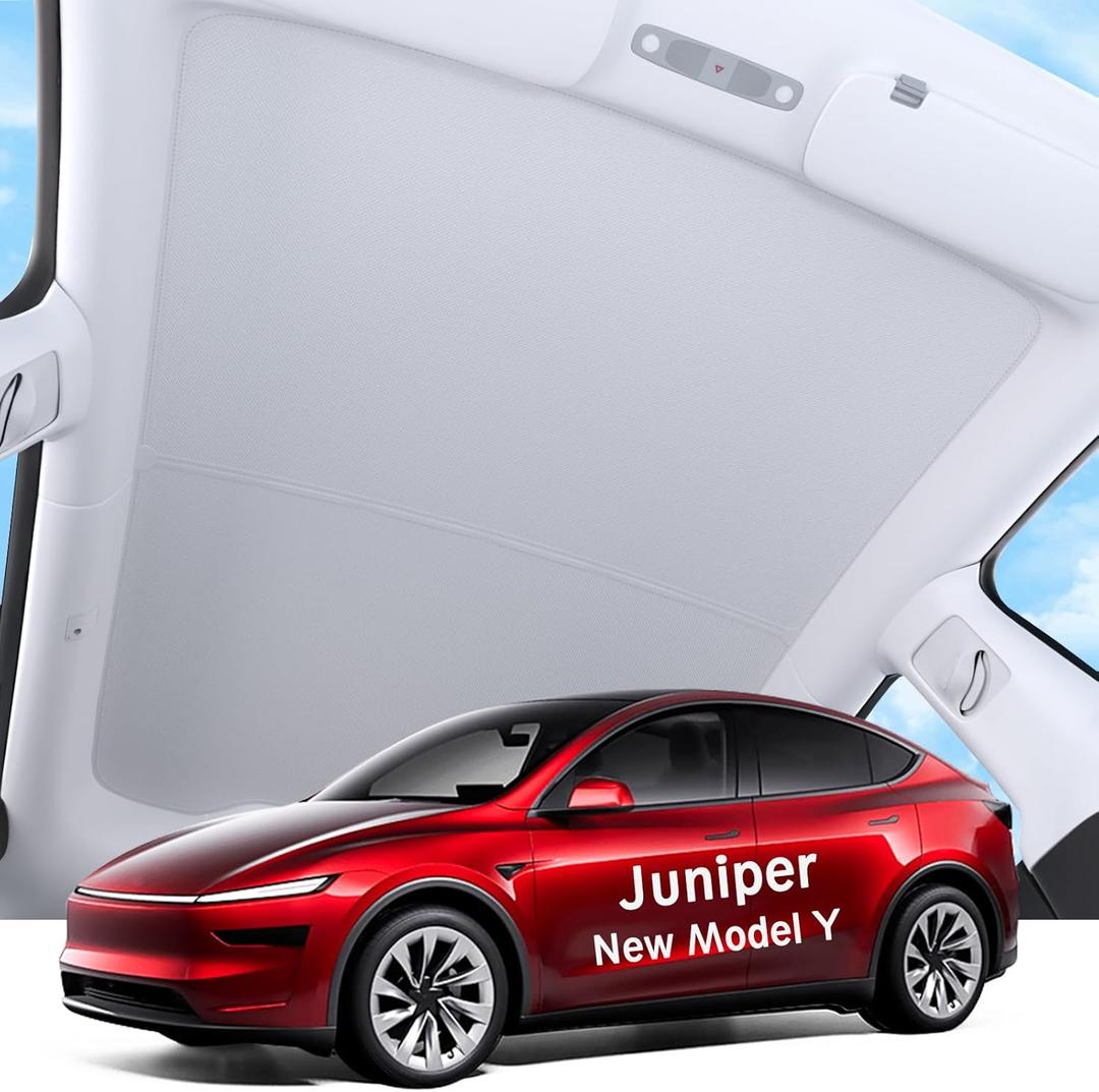 2025 Upgrade Magnetic Sunshade Roof for Tesla Model Y Juniper Accessories, [Never Sag & No Light Leakage] Nano Ice-Crystal Heat Insulation Glass Roof Shade for Model Y Launch 2025 2026-2PCS