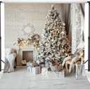 WOLADA Christmas Backdrop Christmas Backdrops for Photography White Retro Indoor Scene Background Holiday Backdrop 10x10FT 10800