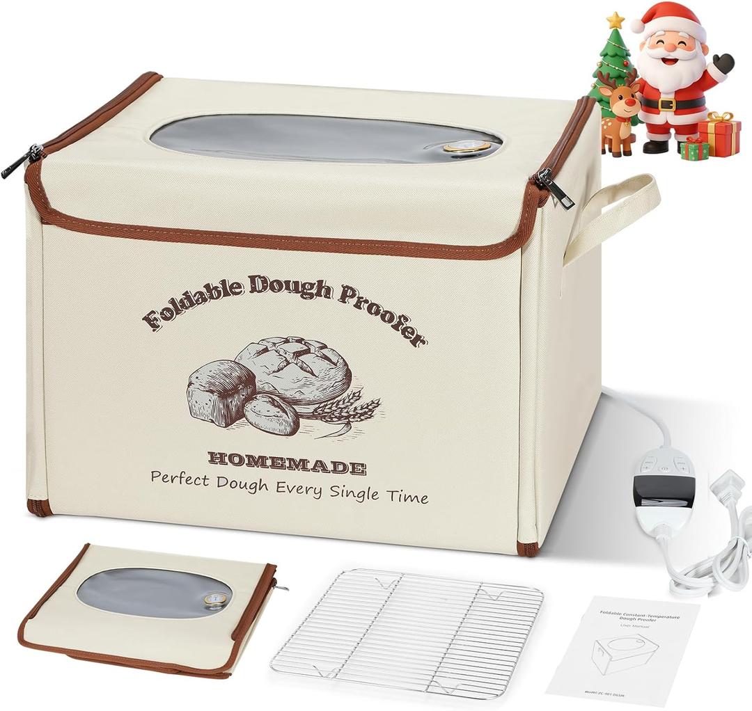 Foldable Bread Proofing Box for Sourdough,50F-130F Temp Controlled Dough Proofer with 1-12H Digital Timer,Electric Proofing Container Sourdough Bread Baking Supplies for Home Baking,Yogurt Making