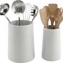 Utensil Holder 7" Tall x 5.2" Diameter Kitchen Utensil Organizer for Countertop (Matte White, 2 Pack)