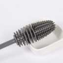 Silicone Soft Bristle Water Bottle Cleaner Brush with Extra Long Handle for Flasks, Tumbler, Glassware, Sports Bottles, Baby Bottles, Vases, Narrow Neck, Gray