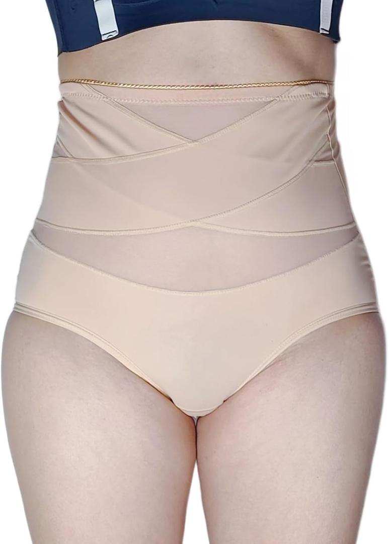 Postpartum Compression Underwear for Women High Waisted Breathable C Section Recovery Shapewear Panties (7, Beige)