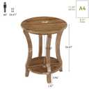 2-Tier Solid Wood Round End Table Set of 2, Sofa Couch Table with Storage