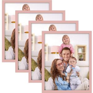 Giftgarden 8x10 Pink Picture Frame Set of 4, 8 by 10 Photo Frames for Wall and Tabletop Display