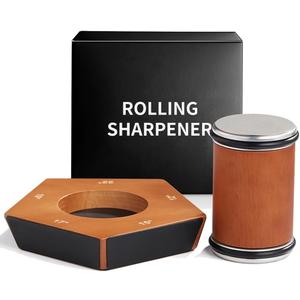 Rolling Knife Sharpener, 5-Angle (12,15,17,19,22) Sharpener with Replaceable Diamond Discs and Magnetic Base, Magnetic Knife Sharpening Kit for Kitchen Knives, Chefs and Home Cooks