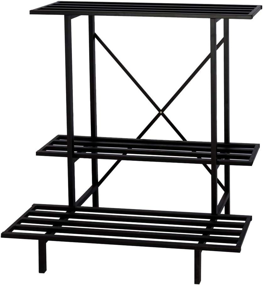 Zhongma 3 Tier Plant Stand Space-Saving Heavy Duty Plant Holder for Balcony, Home, Garden ,Metal Sturdy Plant Stand for Indoor and Outdoor