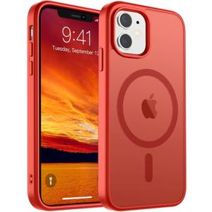 SUPFINE Magnetic for iPhone 11 Phone Case (Compatible with MagSafe) (Military Grade Drop Protection) Slim Translucent Matte Shockproof Phone Cover,Red