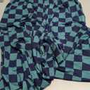 WSPLYSPJY Women's Casual Checkered Pants Elastic Waist Comfy Loose Wide Leg Pants with Pockets, XXL