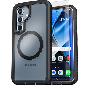 ENCASED for Samsung Galaxy S25 Plus Heavy Duty Case (Compatible with MagSafe Qi2) Magnetic Shockproof Cover (S25 Plus) Clear