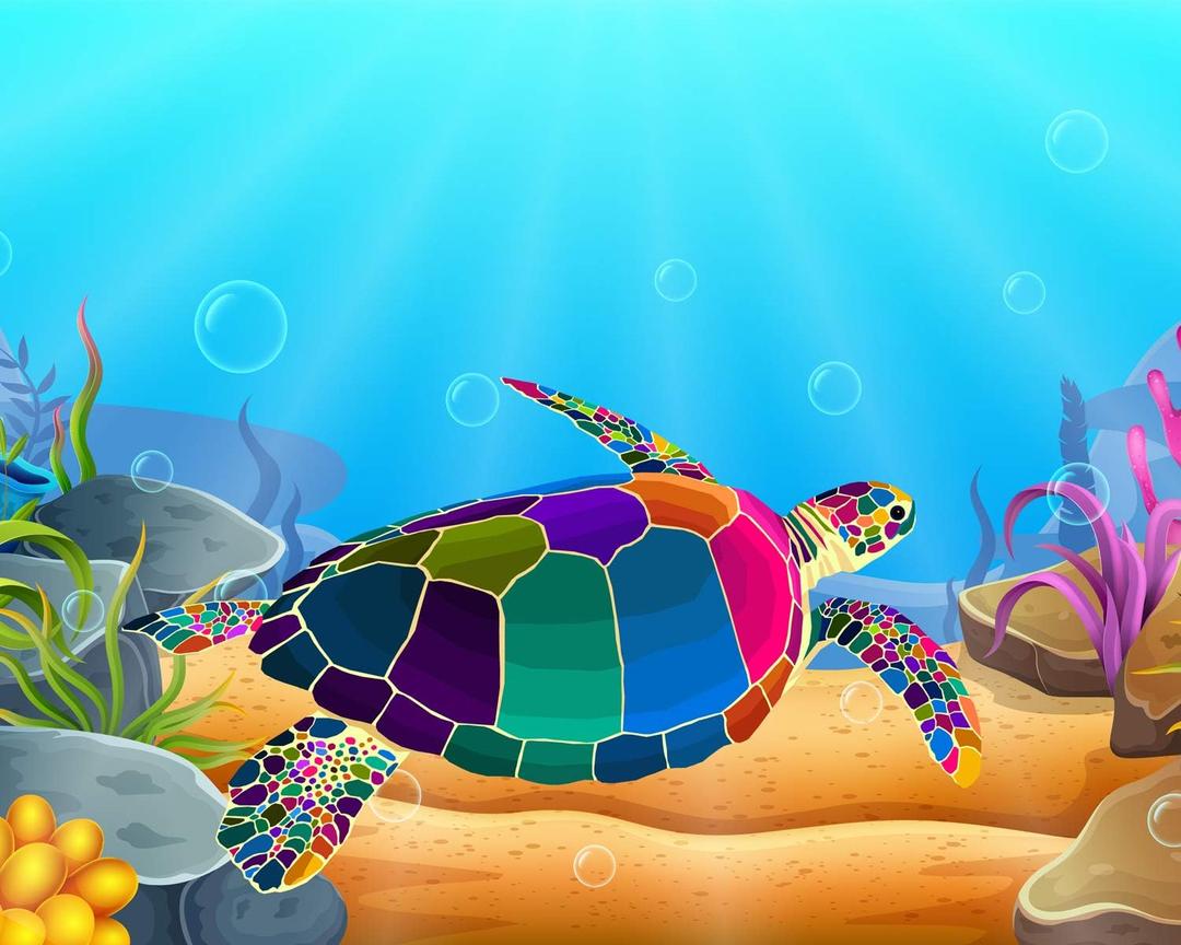 Tookeen Paint by Numbers Kit for Kids - DIY Painting Craft Kits - 20x16 Inch Acrylic Oil Painting On Canvas- Painting Set for Children's, Beginners, Colorful Sea Turtle for Home Wall Decor