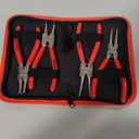 TOOLEAGUE 4 Pcs Snap Ring Pliers Set, Circlip Pliers, 7 inches Internal/External Heavy Duty for Ring Remover Retaining Straight Bent Lock Pliers Set (Red)