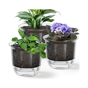 Plant Pots 6 inch Set of 3, Self Watering Pots for Indoor Outdoor Plants Flowers, Self Watering Planters with Reservoir, Drainage Hole and Absorbent Cotton Rope (3 Large)