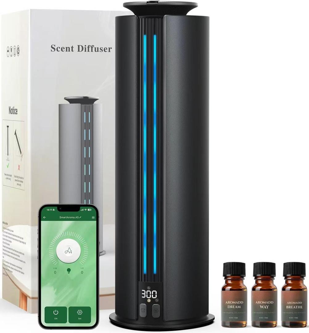 2026 Portable Waterless Diffuser, 1700 Sq Ft Hotel Collection Diffuser, 100ml Scent Air Machine for Home Cold Air Essential Oil Diffuser for Large Room Office, Quiet (Black)