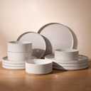 Famiware Nebula Plates and Bowls Sets, 12 Pieces Dinnerware Sets, Dishes Set for 4, Creamy White with Colorful Speckles