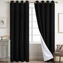 SMILETIME 100% Blackout Black 52 x 96 in Long Velvet Curtains with Grommet, Thermal Insulated Super Soft Privacy Noise Reducing Velvet Curtains for Living Room Bedroom, 2 Panels