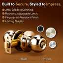 Copper Creek Entry Door Knob Keyed Entry Handle with Lock and Key, ANSI Grade-3 Certified, DIY-Friendly Install for Interior and Exterior Entrance Doors Polished Brass (1 Pack)