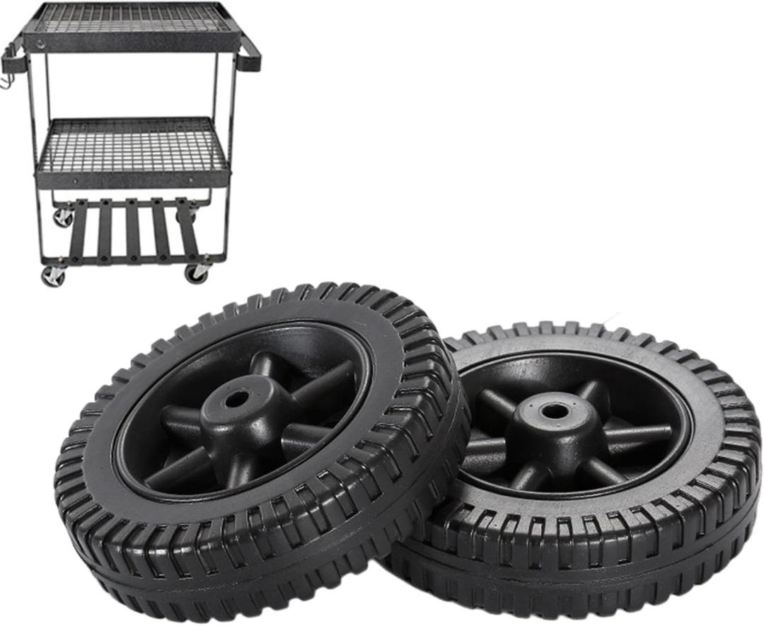 G206-0025-W1 6 Inch Grill Wheels Replacement Parts, Blow Molded BBQ Grill Wheels 6 Inch Replacement Parts, Open Cart Replacements Part with Cover(COLOR:black)