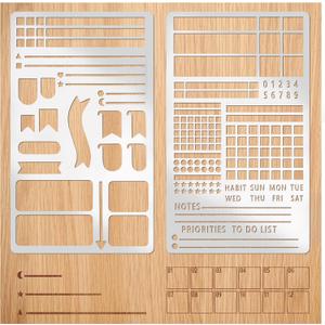 Metal Journal Stencils for Dotted Journals Supplies, Reusable Stainless Steel Template Planner Stencil for Journaling DIY Scrapbooking, Habit Tracker, Weekly Spread, Notebook (metal2)