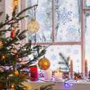 156 Pcs Snowflake Window Clings for Glass Windows Decorations 4 Sheets Snowflake Window Stickers Anti Collision Decals to Save Birds Non Adhesive Prismatic Rainbow Stickers for Christmas Windows Decor