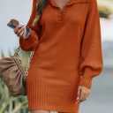 BTFBM Women Casual V Neck Knit Mini Fall Sweater Dresses Long Sleeve Loose Fit Solid Color Ribbed Pullover Jumper Sweaters (M)