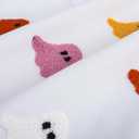 Tosleo Halloween Throw Pillow Covers 18x18 Set of 2 Happy Halloween White Spooky Ghost Orange Pillow Covers Embroidered Pillow Cases Thanksgiving Home Party Fall Decor Square Cushion Covers