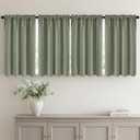 MIULEE 4 Panel Sets Short Curtains 54 Inch Length for Small Windows, Blackout Top and Bottom Rod Pocket Mini Curtains for Bedroom Bathroom Basement Kitchen Privacy Black Out Curtain, Sage Green