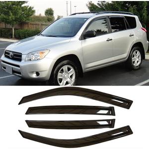 94608 Original Side Window Visor Deflector Rain Guard fit for 2006-2012 Toyota RAV4,4pcs Outside Mount Tape-on Shatterproof Dark Smoke Window Vent Shades