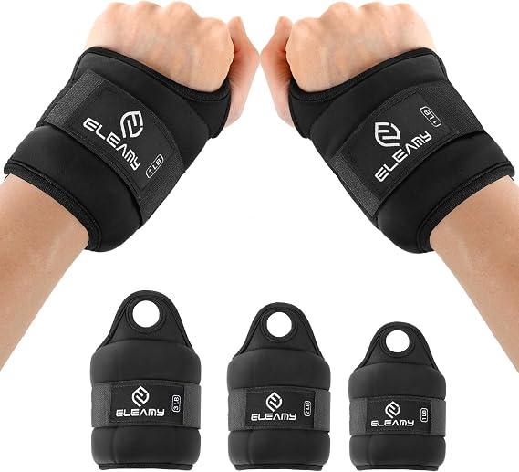 ELEAMY Wrist Weights for Women & Men - Size: 1.0 Lbs Each (2.0 Lbs Pair) 2 Pairs Premium ice silk fabric, Thumb loops lock, comfortable & tear resistant. For walking, running, yoga, fitness and more.