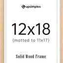 Upsimples 12x18 Frame, Natural Solid Wooden Picture Frames, Display 11x17 with Mat or 12 x 18 Without Mat, Vertical or Horizontal Wall Hanging, 1 Pack, Natural