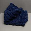 Cozy Bliss Faux Fur Throw Blanket for Couch, Cozy Warm Plush Striped Blanket for Sofa Bedroom Living Room, 50 * 60 Inches Navy Blue