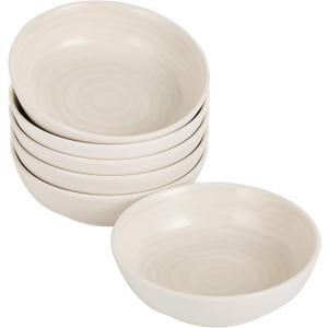 Dipping Bowls, Soy Sauce Dishes, 4 OZ Small Serving Bowls & Appetizer Plates Set of 6, Ceramic Ramekins for Sushi, Condiment, Ketchup, BBQ Party, 4 Inch (Matte Wood Grain)