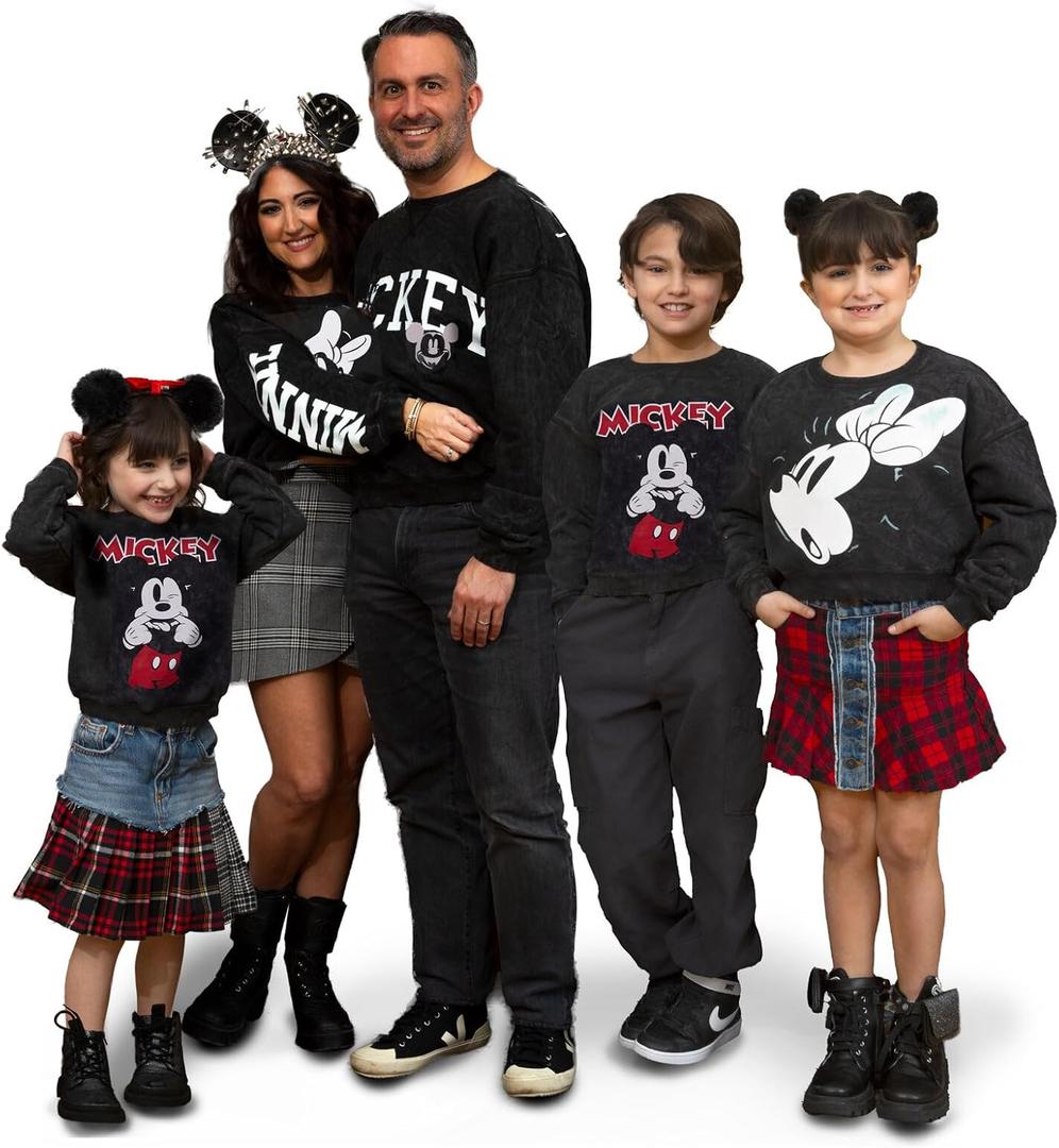 Disney Mickey Mouse Toddler Girls French Terry Matching Family Sweatshirt Black/ Red 2T
