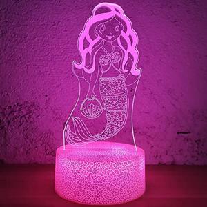 i-CHONY Mermaid Gifts Night Light for Girls,3D Illusion Lamp with Remote & Smart Touch 16 Colors Dimmable Bedroom Decorations Bedside Lamp,Mermaid Toys for Kids Girls Teens Birthday Gift