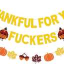 Thankful for You Banner Gold Glitter Thanksgiving Banner for Friendsgiving Party Decorations Happy Thanksgiving Party Decorations, Indoor Thanksgiving Decorations for Home Party Mantel (Pre-assembled)