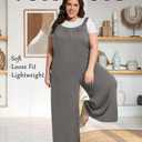 TIYOMI Plus Size Women's Summer Casual Overalls Loose Wide Leg Jumpsuits Adjustable Straps Baggy Rompers With Pockets XL-5XL (Gray, XXXL)