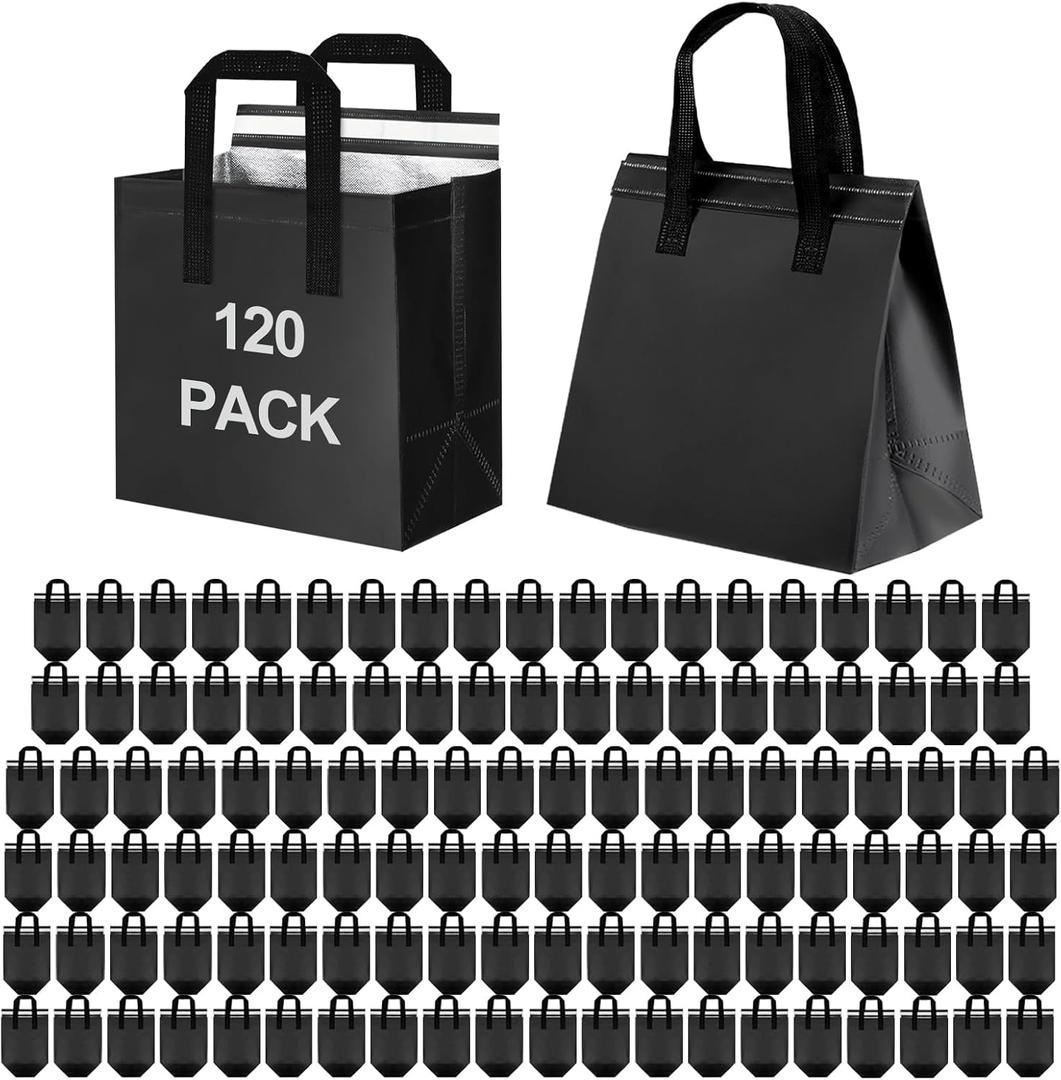 SAMORADREA 120 Pack Insulated Take Out Bags Bulk Thermal Insulation Take Away Bags for Cold/Hot Food for Travel Pizza Coffee Milk Catering Restaurant Picnic