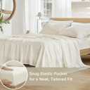 Comfort Spaces 100% Cotton Sheets Queen, Breathable, Ultra Soft Cotton Sheets, Naturally Cool Cotton Bed Sheets with 14" Elastic Pocket Fits up to 16" Mattress, All Season Sheet Set, Ivory 4 Piece