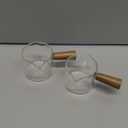 2 Pack Measuring Cups, Espresso Shot Glass with Wood Handle, Clear Glass with Dual Scale, Espresso Accessories with Double Spouts, 2.5 OZ /75 ML